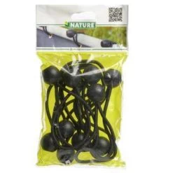 Nature Liens élastiques Fixation Nattes : Noir, X10