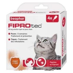 BEAPHAR Fiprotec Traitement Infestations Chat-4x0,5ml