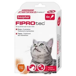 BEAPHAR Fiprotec Traitement Infestations Chat-6x0,5ml